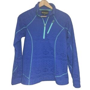 Klim Equinox Fleece Pullover Top Womens Small S Blue 1/4 Zip Textured Pattern